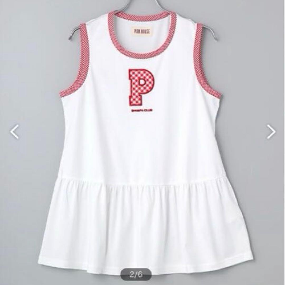 ピンクハウス 日本製 未使用 ギンガムチェック ロゴ チュニックカットソーP42