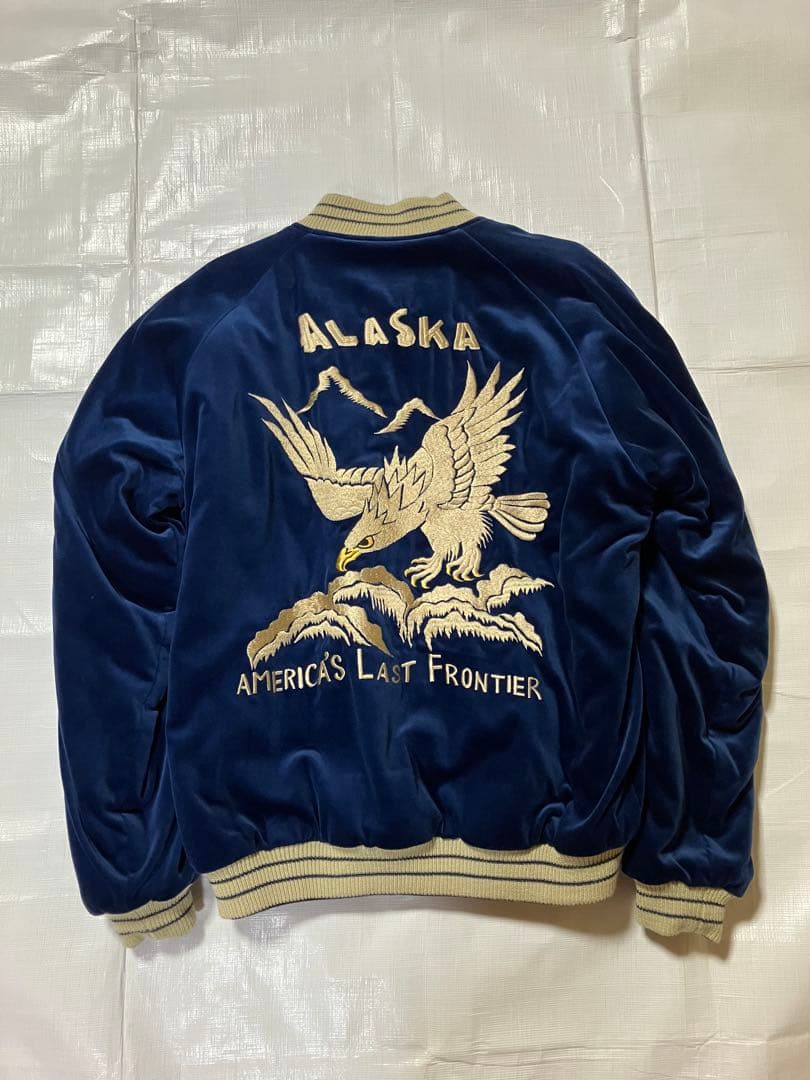 と*助様 テーラー東洋 スカジャン 別珍 L tt14467 アラスカンイーグル