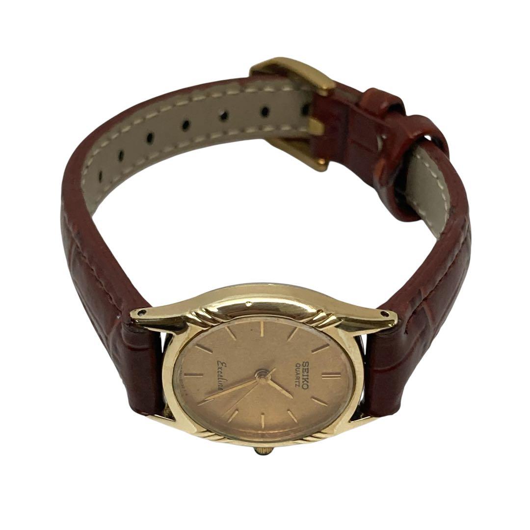 Ⴤ1344 ꕤSEIKO エクセリーヌ 金張り 腕時計 オーバル 3針 クォーツ