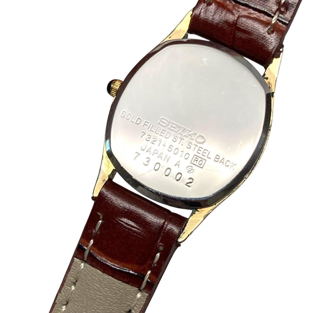 Ⴤ1344 ꕤSEIKO エクセリーヌ 金張り 腕時計 オーバル 3針 クォーツ