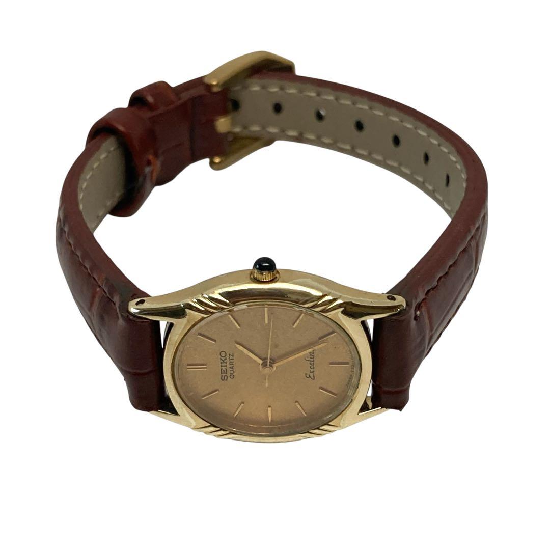 Ⴤ1344 ꕤSEIKO エクセリーヌ 金張り 腕時計 オーバル 3針 クォーツ