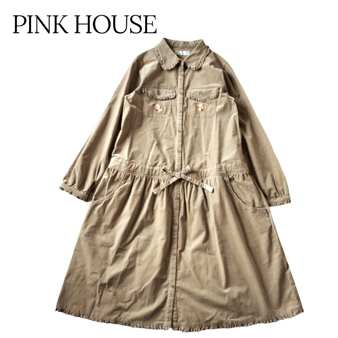 PINK HOUSE ピンクハウス コーデュロイ 薔薇 刺繍 ワンピース