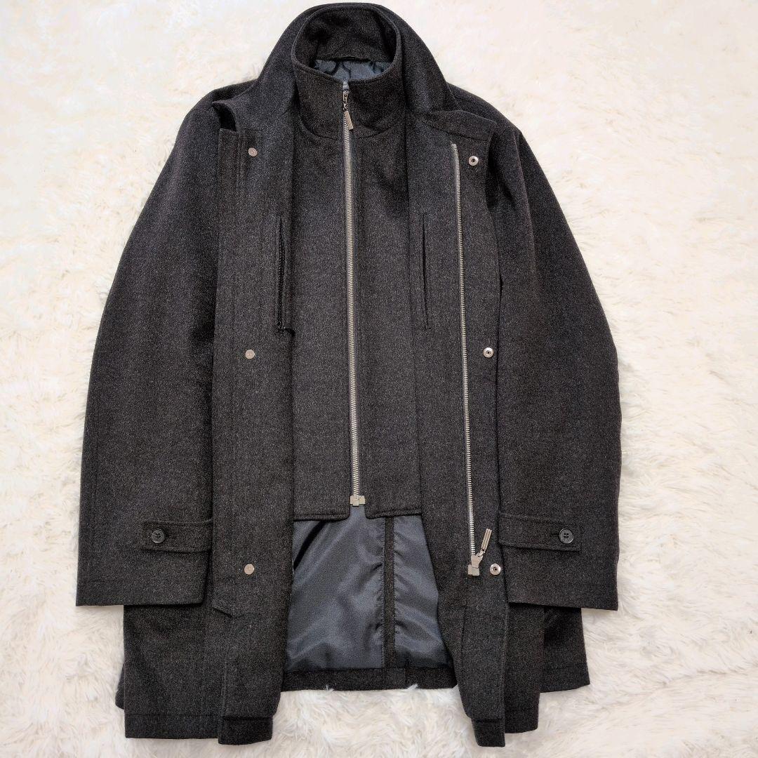 【極美品】バーニーズニューヨーク☆カシミヤ　二重ジップ　コート　メンズ