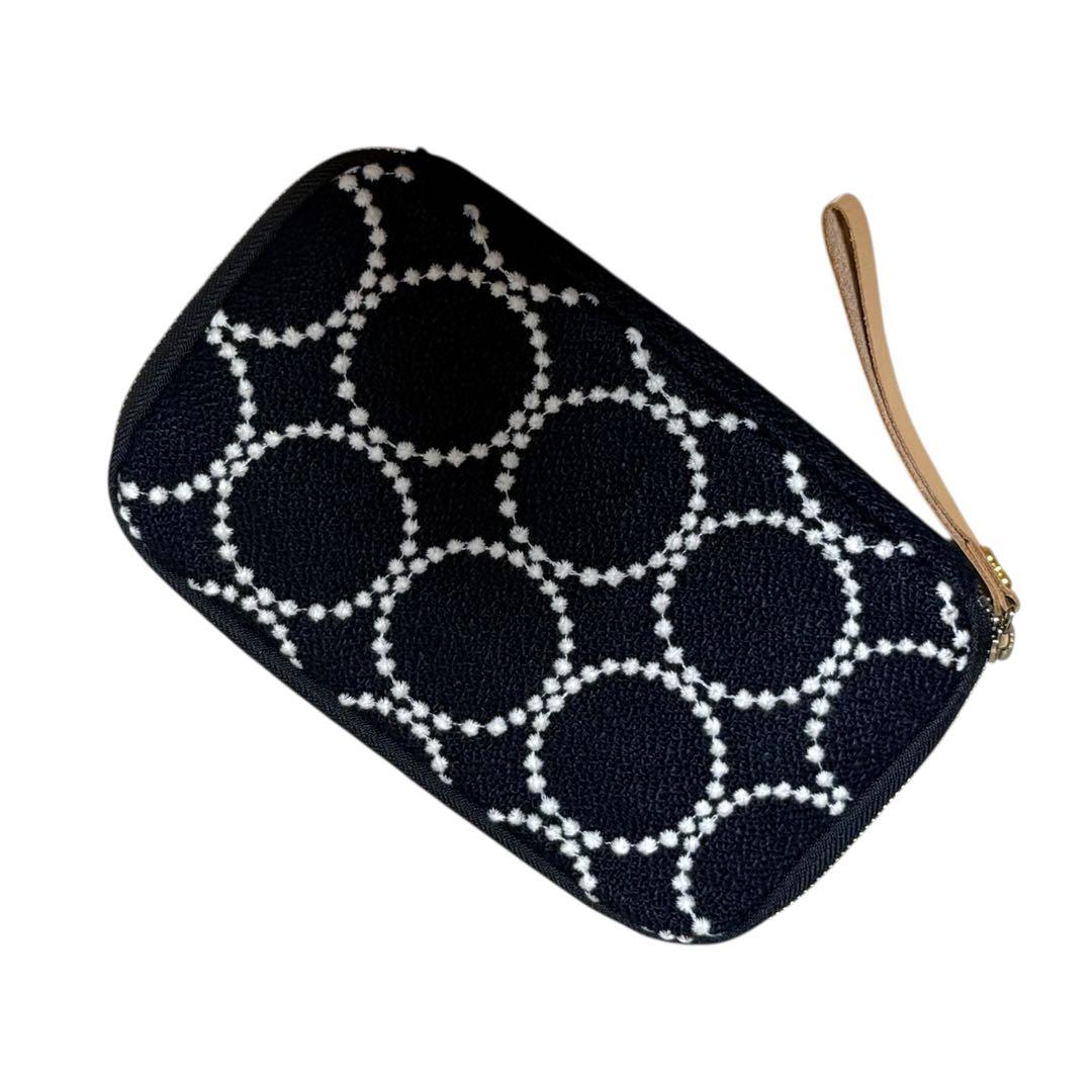 未使用　ミナペルホネンひきだしポーチ姉tambourineネイビー×ホワイト