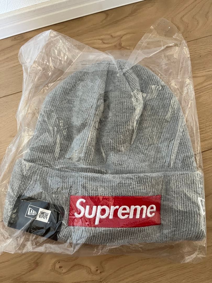 シュプリーム　BOXロゴ　ニット帽　グレー