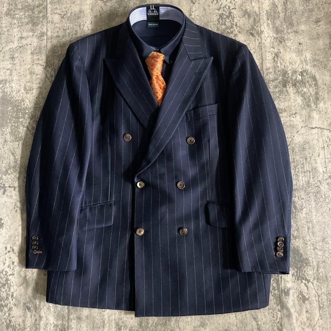 英国製 極上ウール ダブルブレストスーツ × LOUIS VUITTONネクタイ