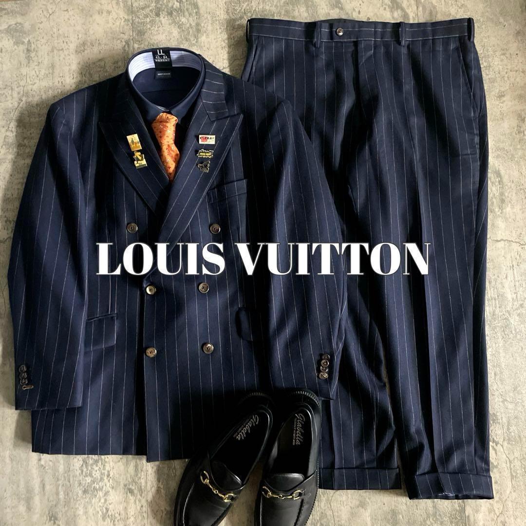 英国製 極上ウール ダブルブレストスーツ × LOUIS VUITTONネクタイ