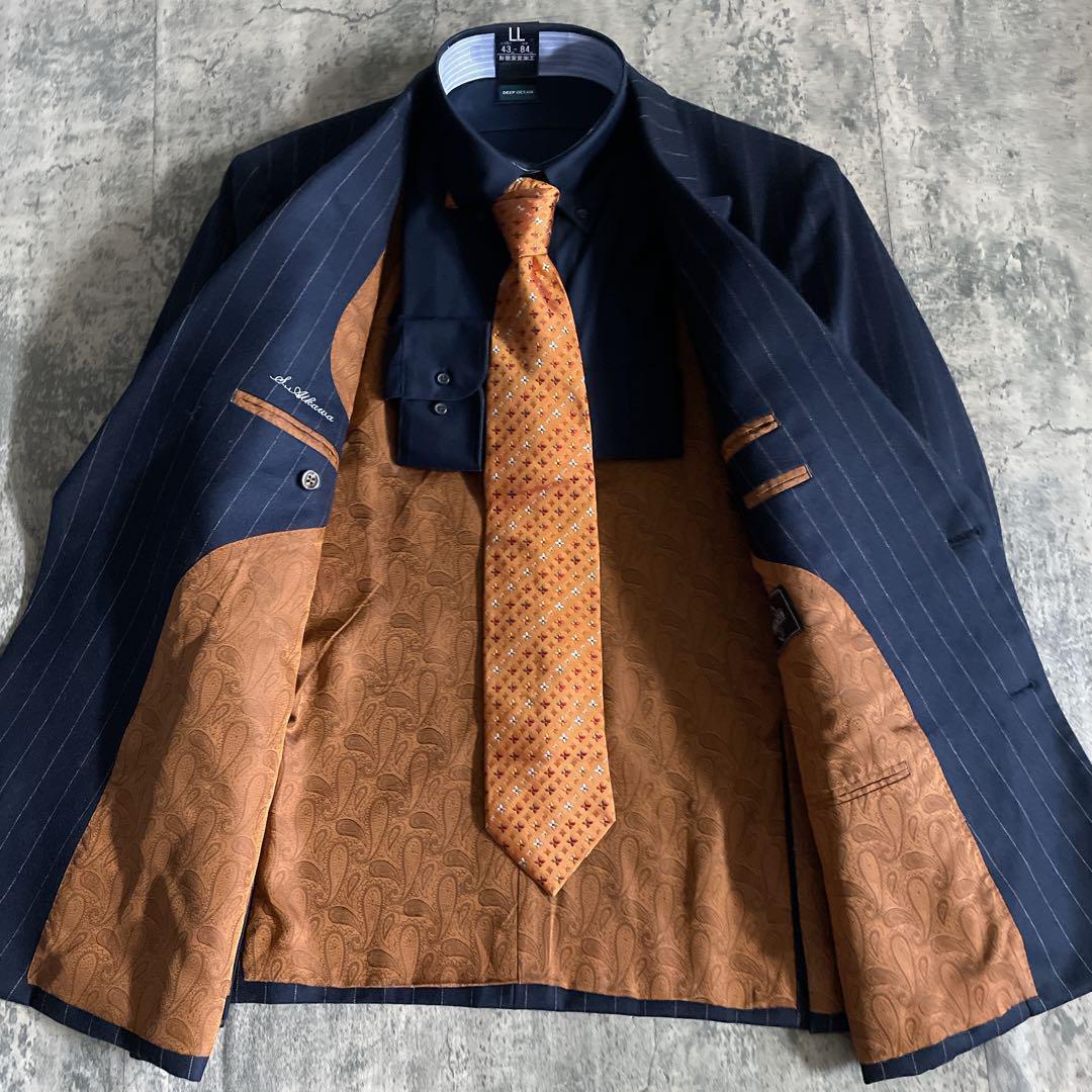 英国製 極上ウール ダブルブレストスーツ × LOUIS VUITTONネクタイ