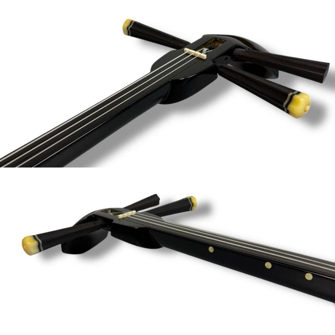 【美品】三線 沖縄三線 本蛇皮 張り本皮 全長約80cm ソフトケース付き