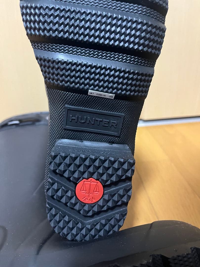 【25.5㎝】HUNTER ロング レインブーツ 雨靴 ブラック 黒
