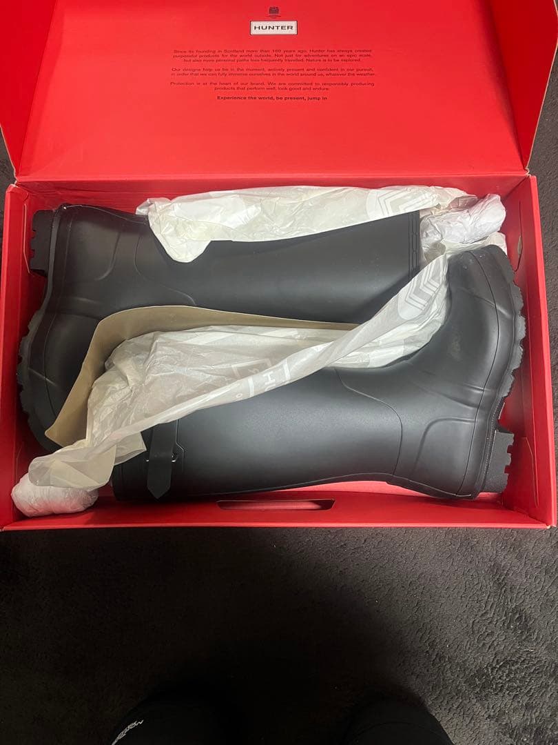 【25.5㎝】HUNTER ロング レインブーツ 雨靴 ブラック 黒