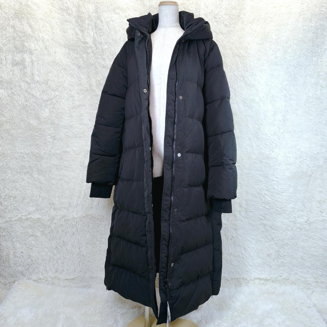 【新品タグ付き✨】ZARA　ザラ　ロング　ダウンコート　フード付　防風　防水　黒