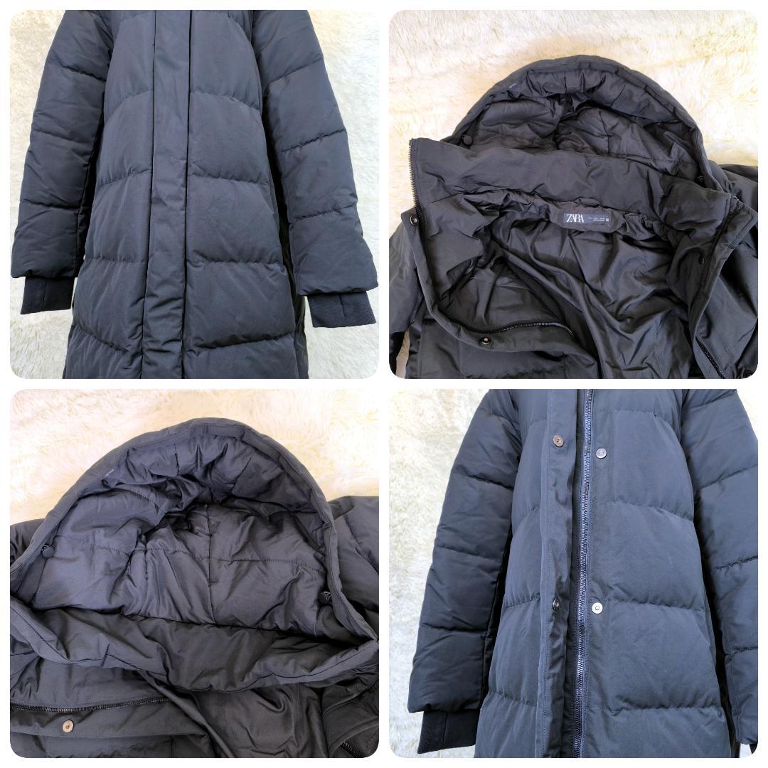 【新品タグ付き✨】ZARA　ザラ　ロング　ダウンコート　フード付　防風　防水　黒