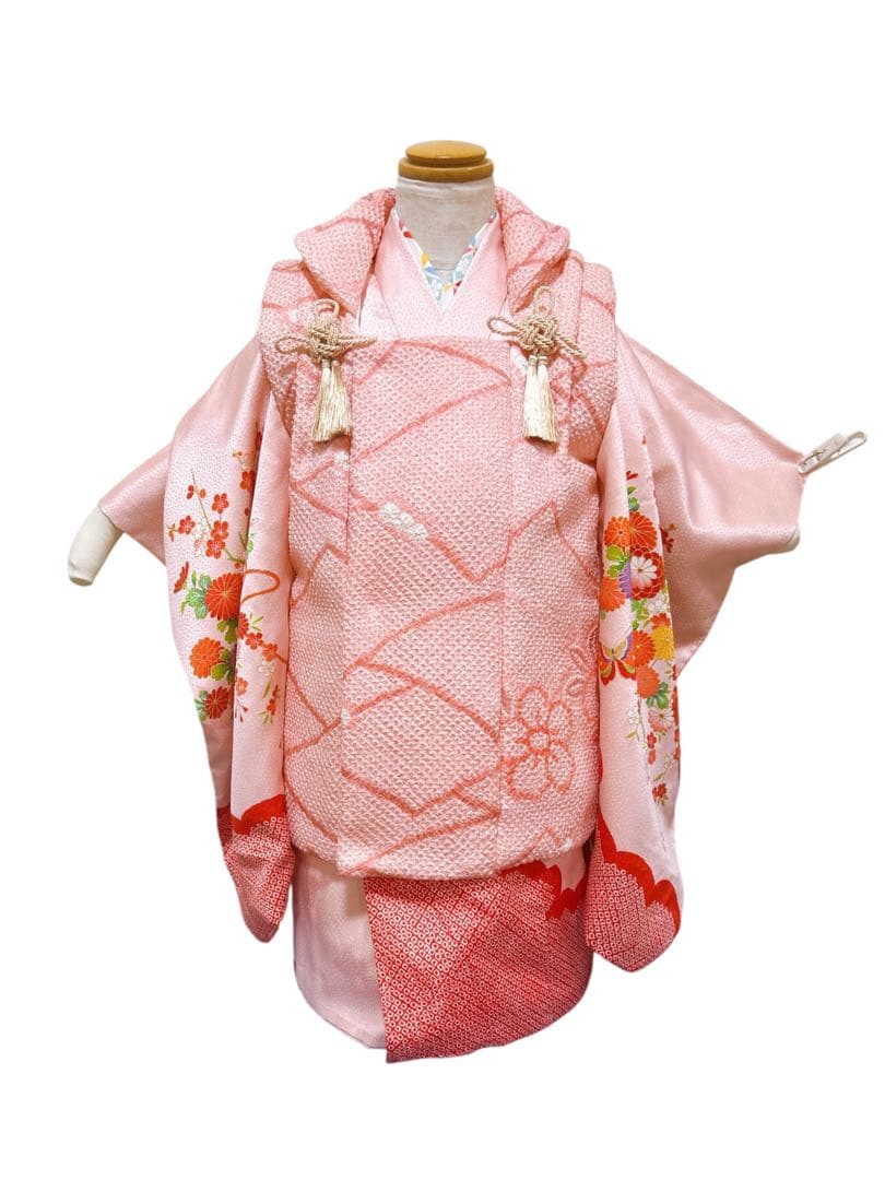 小さめ2歳から3歳用♡七五三　女の子　フルセット　正絹　総絞り被布