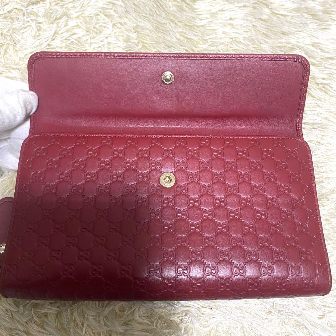美品✨ GUCCI グッチ ラウンドファスナー二つ折り長財布　マイクロシマ