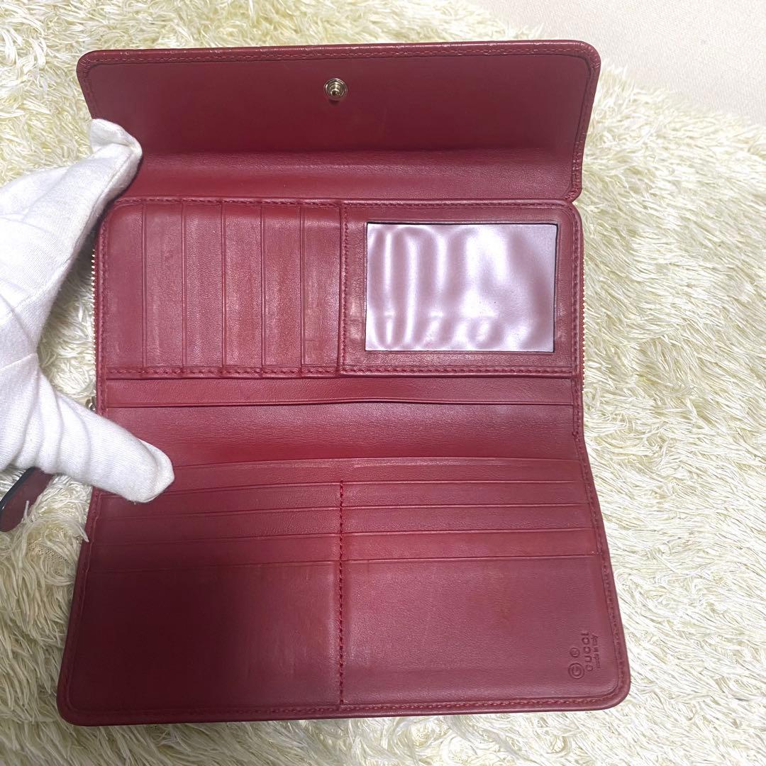 美品✨ GUCCI グッチ ラウンドファスナー二つ折り長財布　マイクロシマ