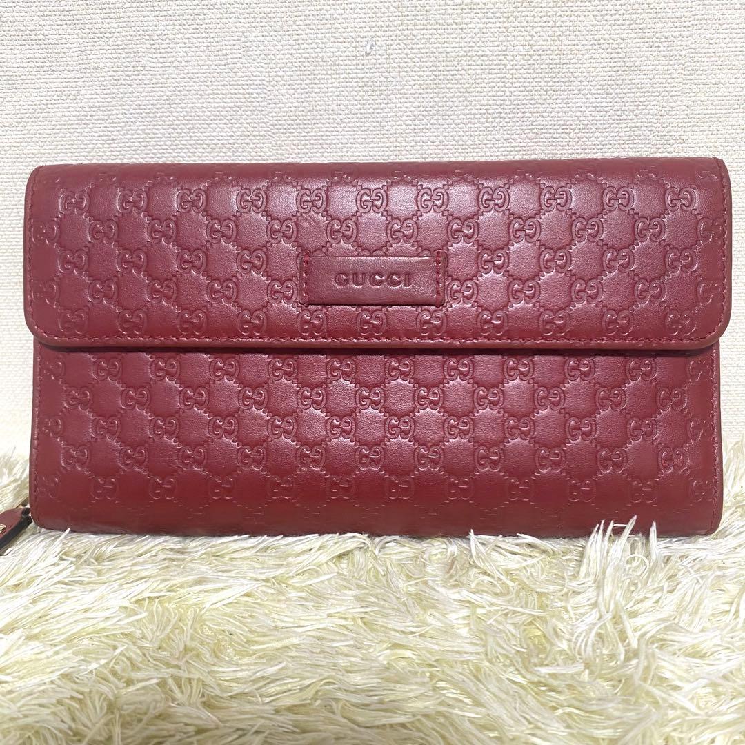 美品✨ GUCCI グッチ ラウンドファスナー二つ折り長財布　マイクロシマ