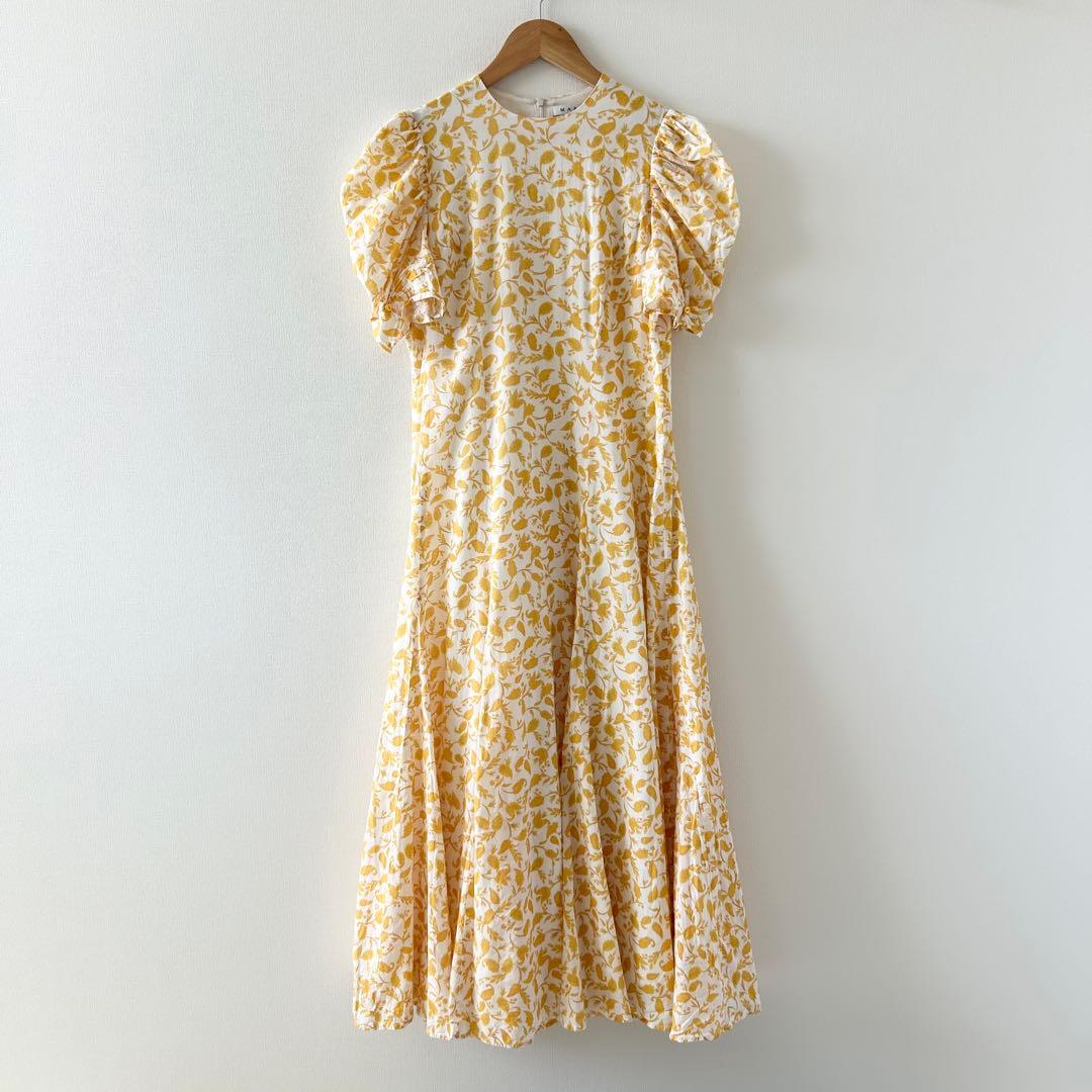 マリハ　セレナーデのドレス　ロングワンピース　半袖　イエロー　38