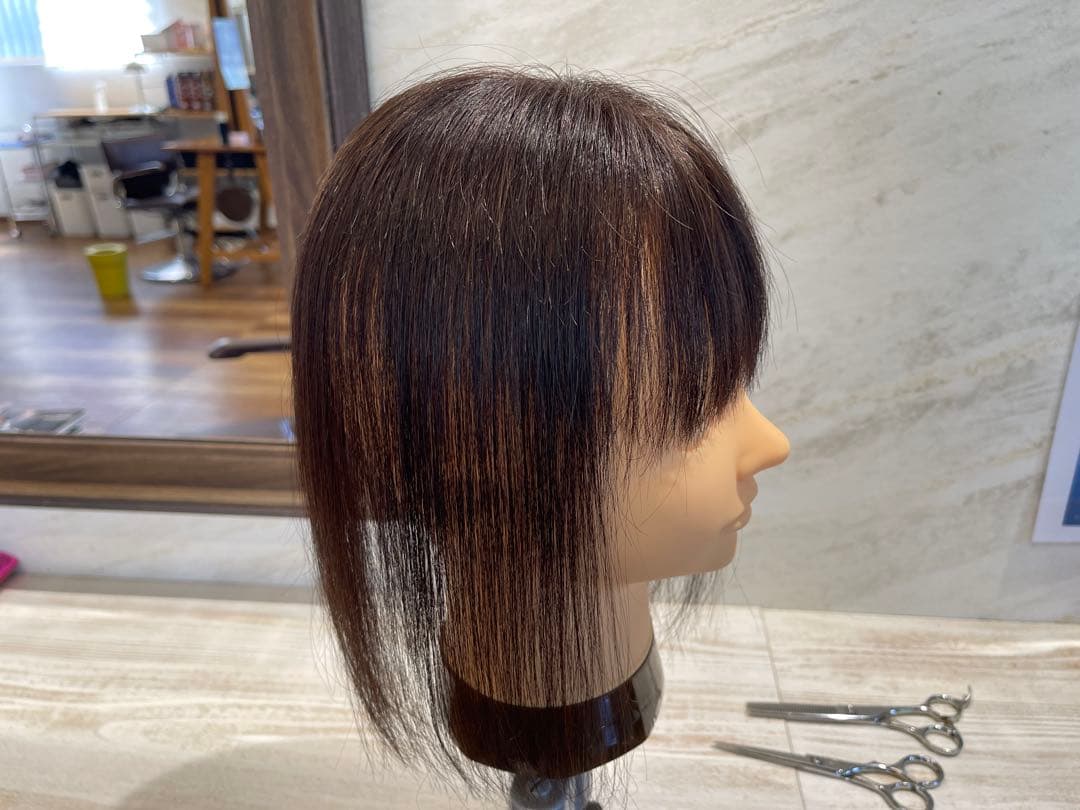 前髪カット人毛100%レミー毛ウィッグ