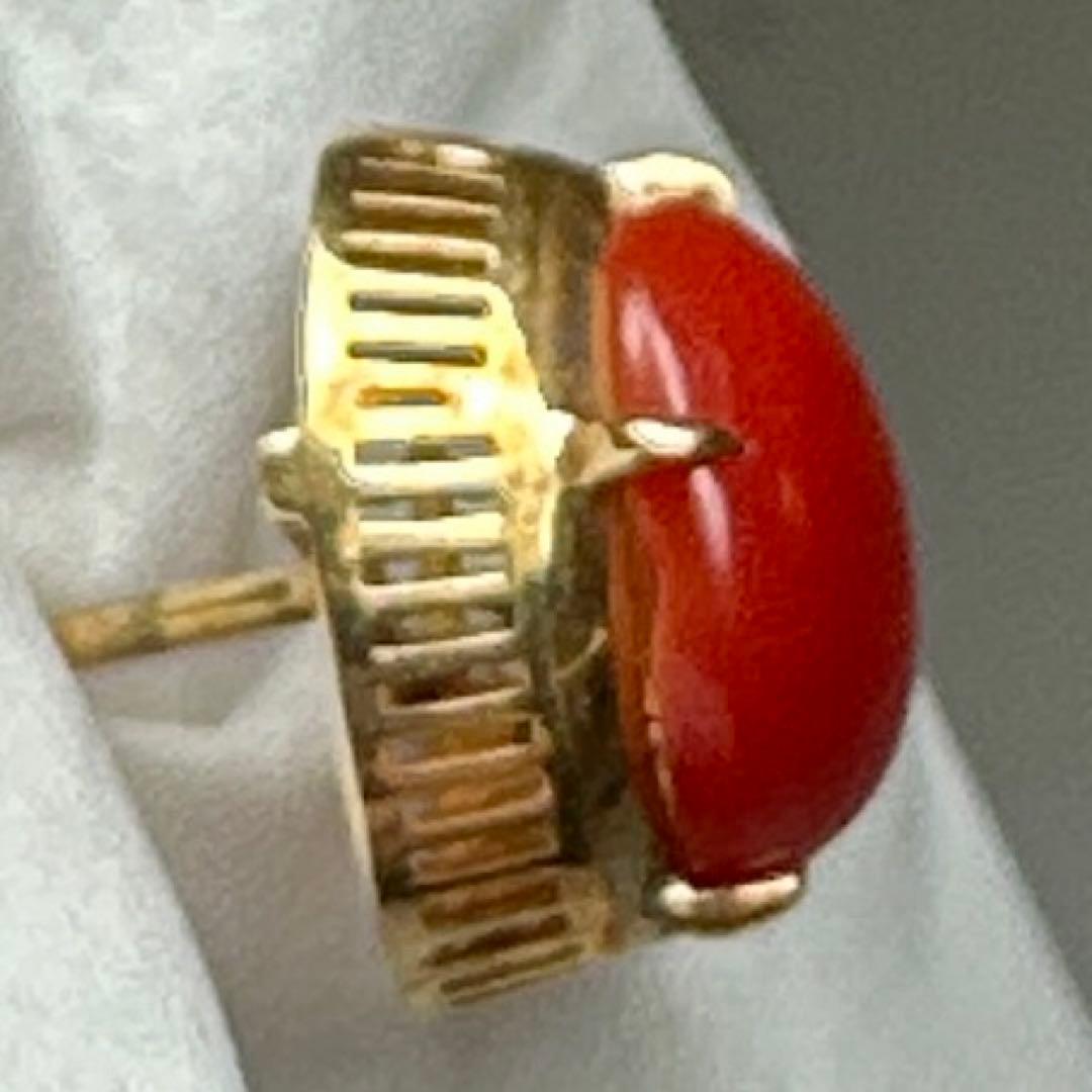 K18刻印　本血赤珊瑚　タイピン　2.9g タルチ　東な8-0110☆2F