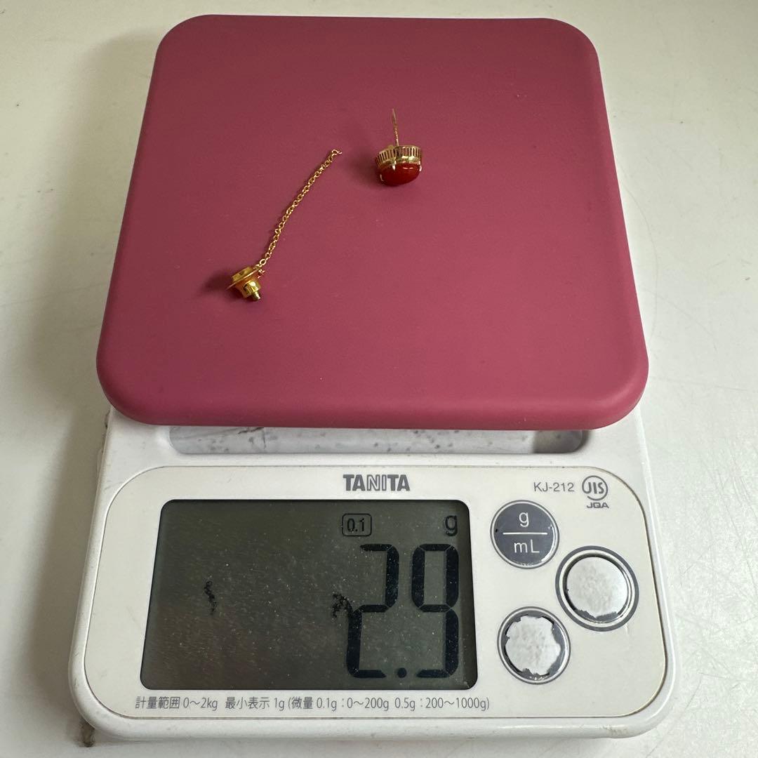 K18刻印　本血赤珊瑚　タイピン　2.9g タルチ　東な8-0110☆2F