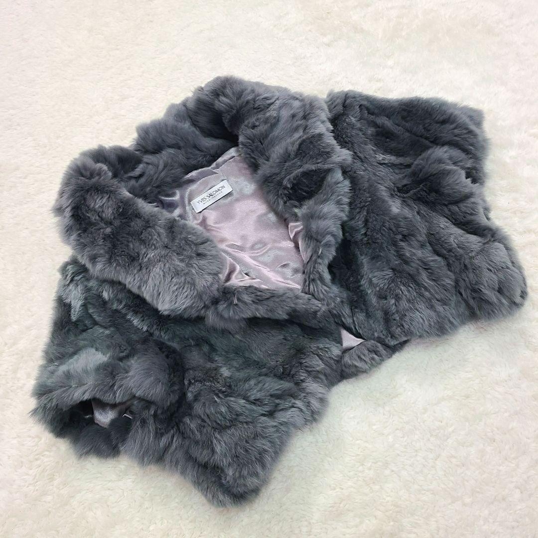 【高級】　イヴサロモン　リアルファー　レッキス　ラビット　ボレロ　ジャケット