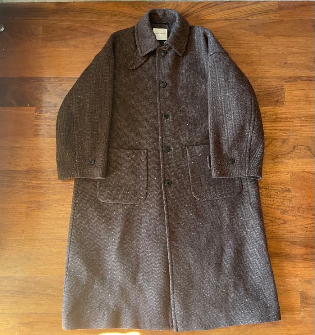 FREAK'S STORE 尾州ネップツイードステンカラーコート ブラウン