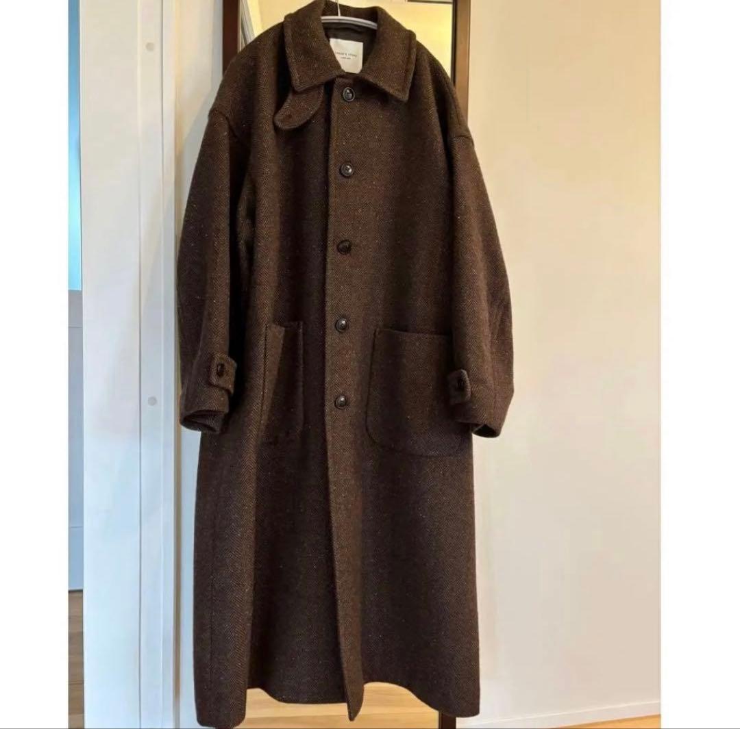 FREAK'S STORE 尾州ネップツイードステンカラーコート ブラウン