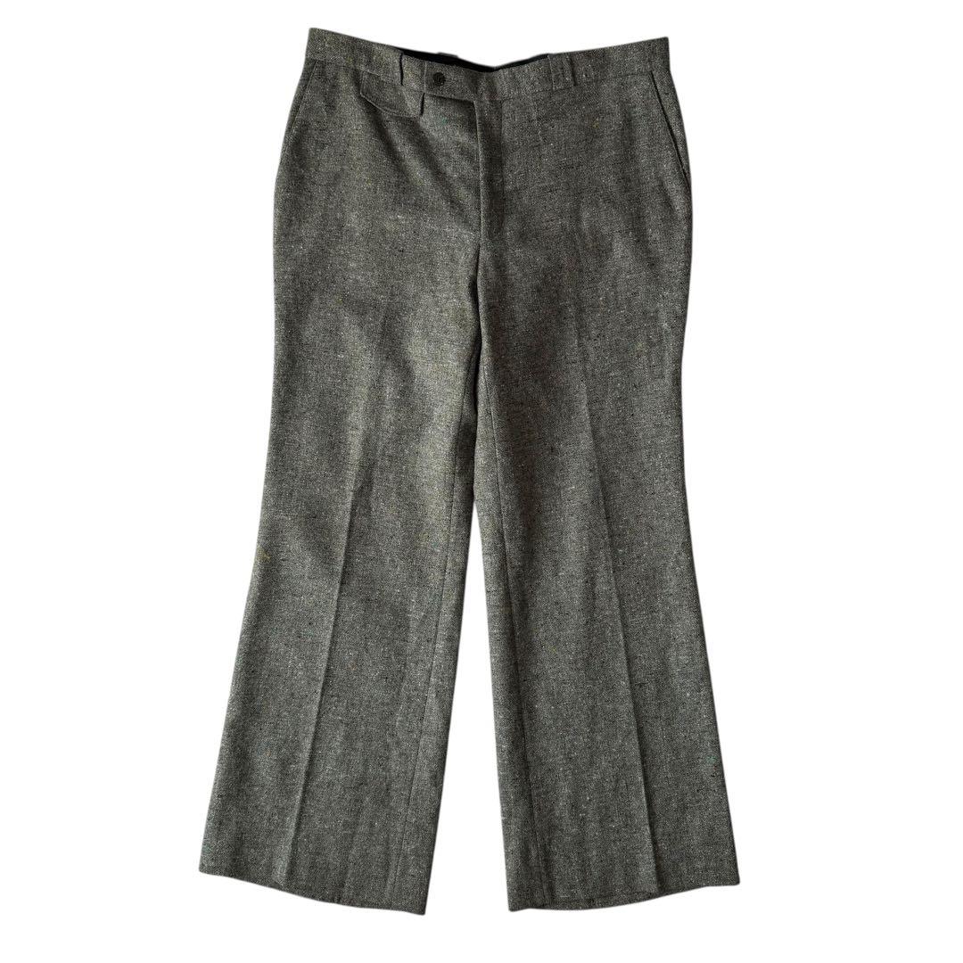 極上 ネップ カスリ 絣 ウール スラックス 70s