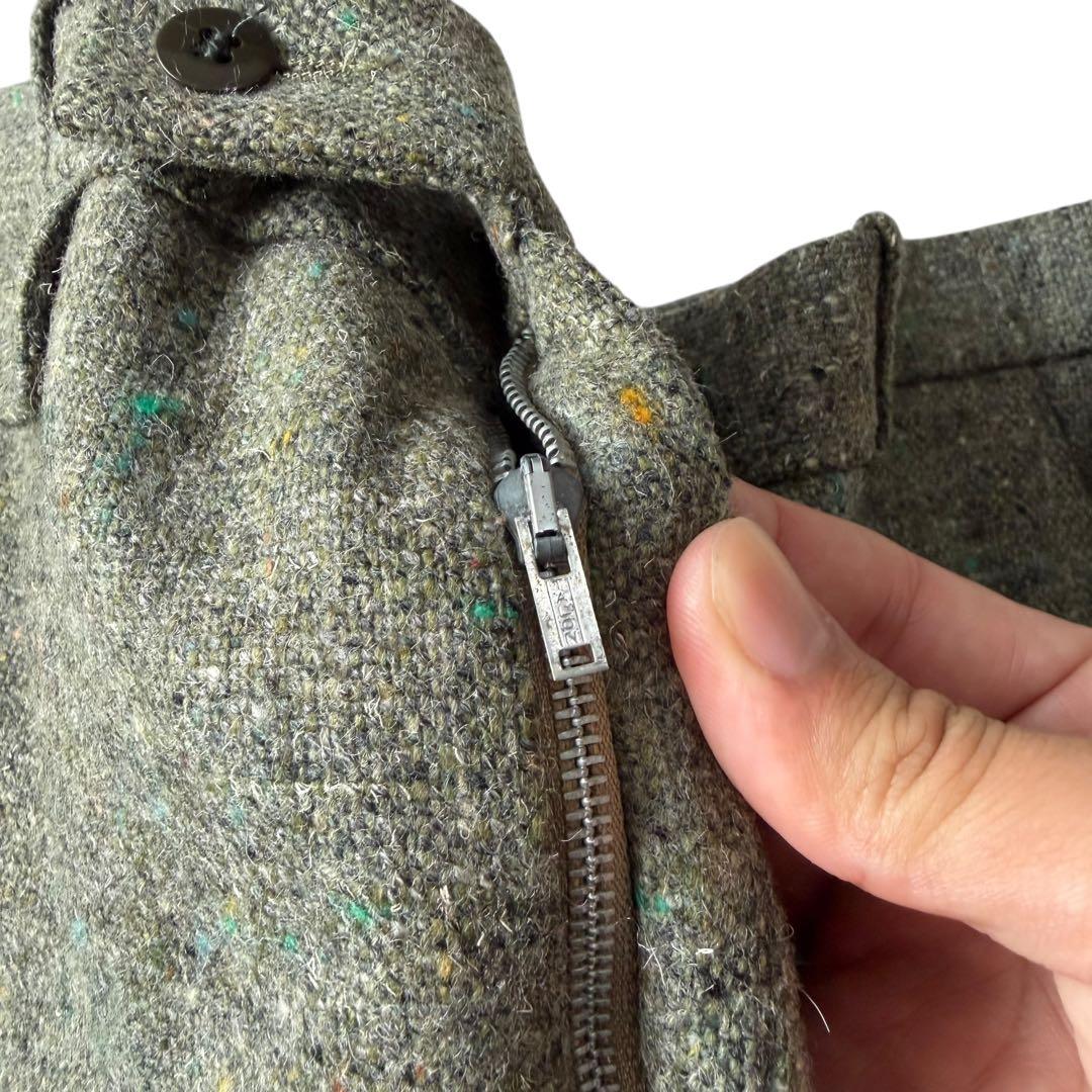 極上 ネップ カスリ 絣 ウール スラックス 70s