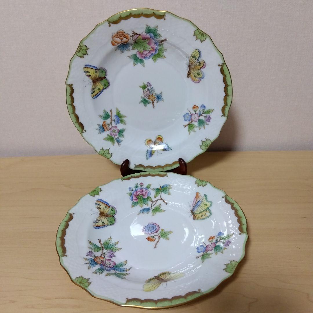 HEREND ヘレンド ヴィクトリアブーケ 18.7cm プレート 2枚　ペア