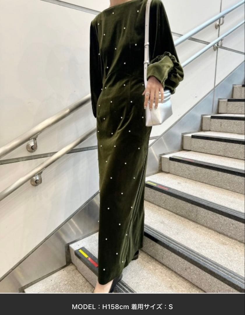 ★新品★未使用タグ付きBACK OPEN PEARL VELOUR DRESS