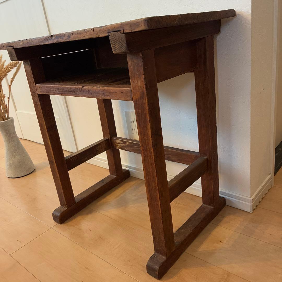 木製学校机　古道具　文机　昭和レトロ　蚤の市　アンティーク家具　テーブル