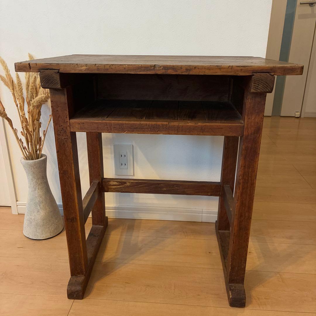 木製学校机　古道具　文机　昭和レトロ　蚤の市　アンティーク家具　テーブル
