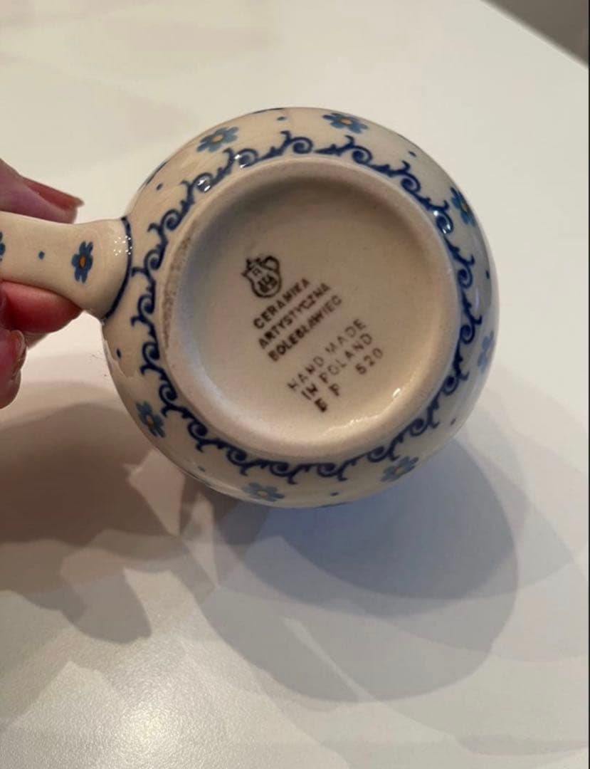 【てる猫】ポーリッシュポタリー　ティーポットとマグカップのセット