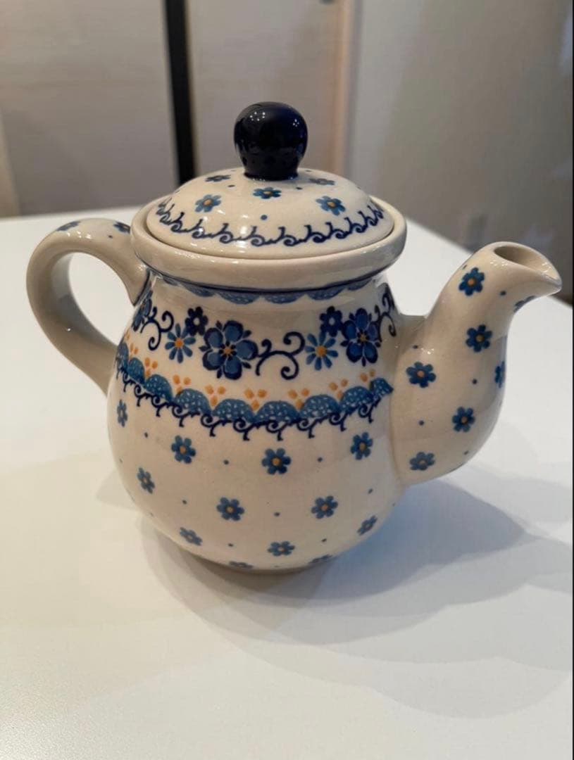 【てる猫】ポーリッシュポタリー　ティーポットとマグカップのセット