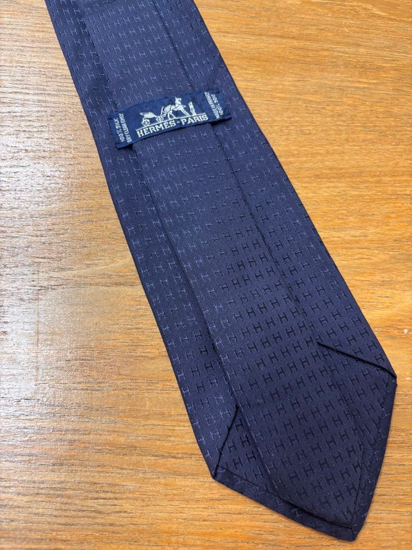 エルメス　ネイビー　ネクタイ