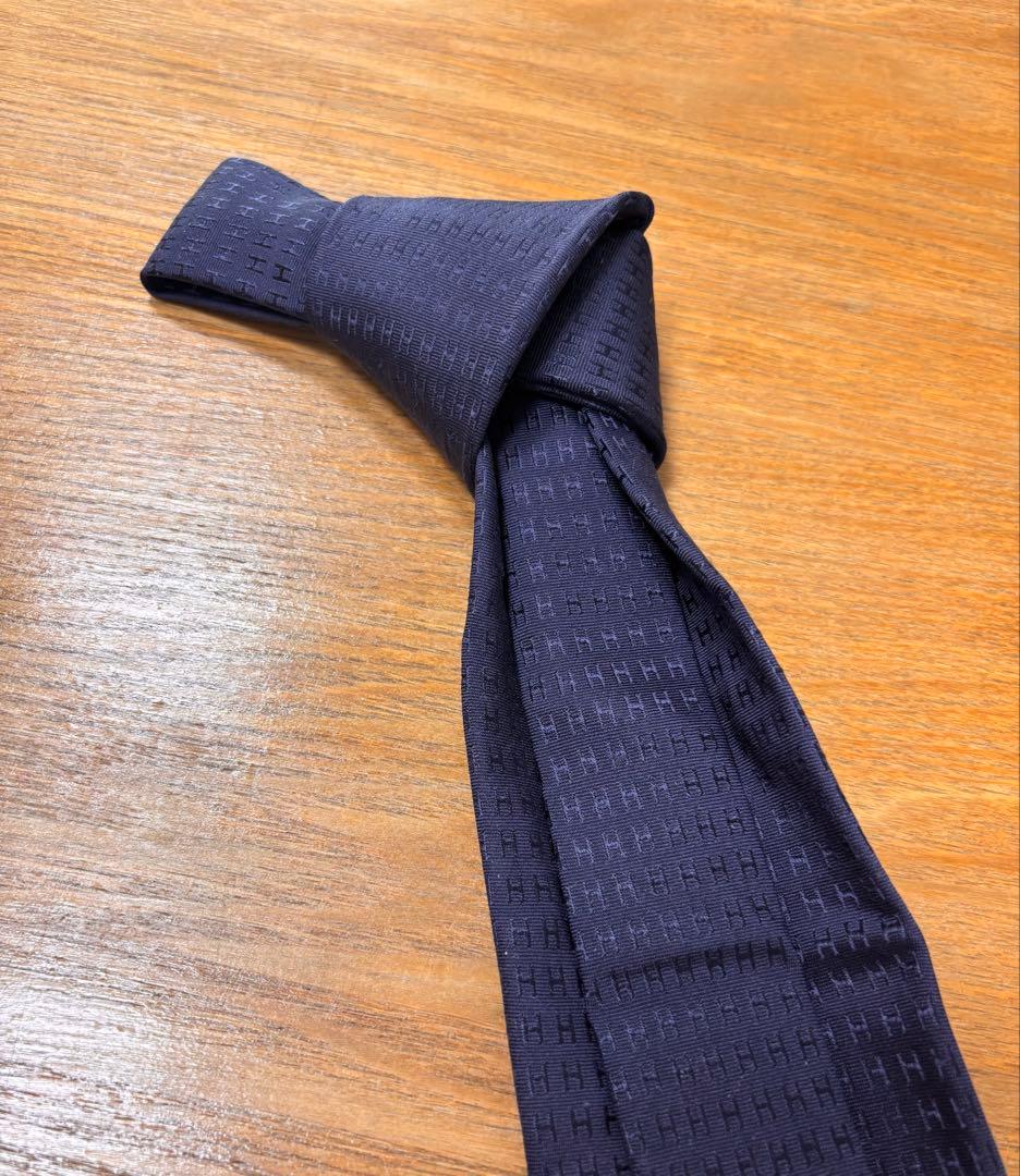 エルメス　ネイビー　ネクタイ