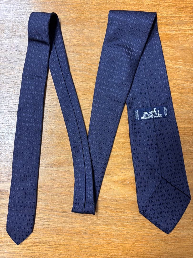 エルメス　ネイビー　ネクタイ