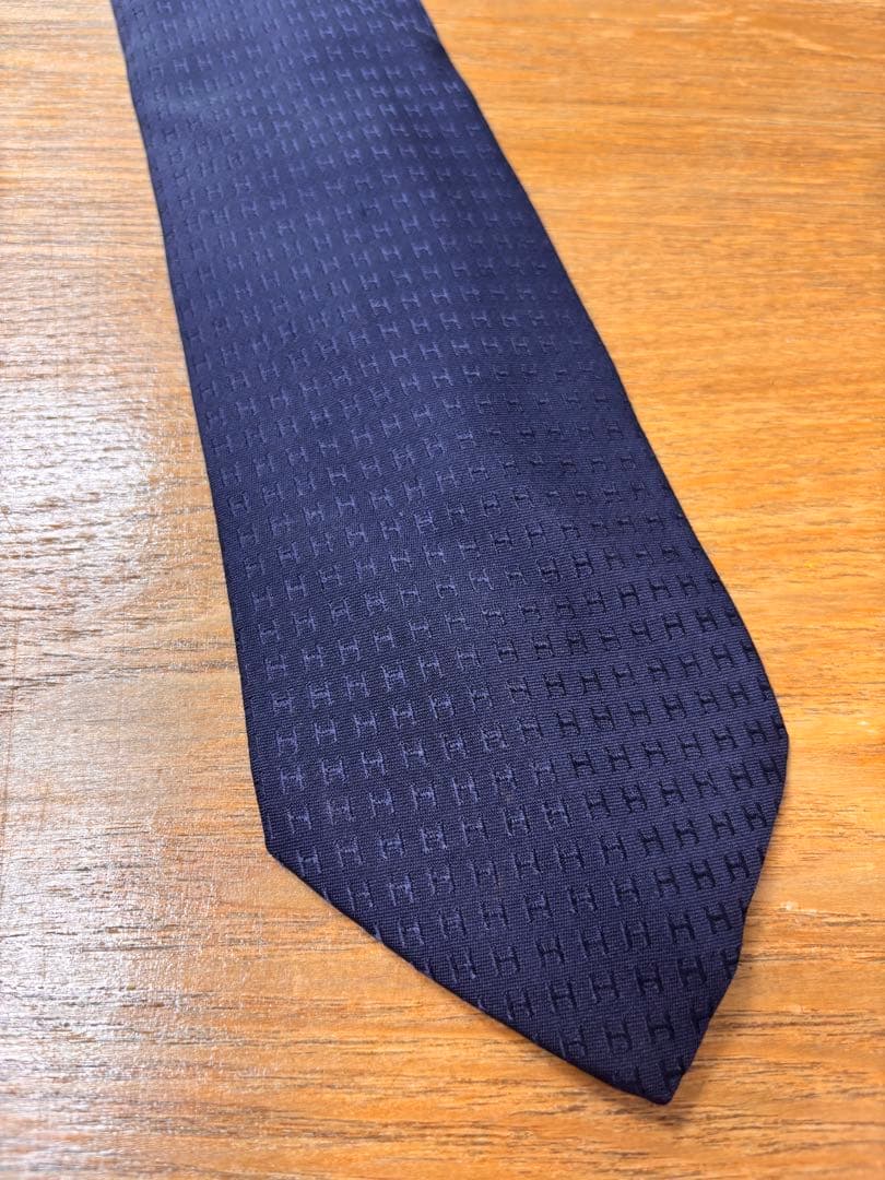 エルメス　ネイビー　ネクタイ