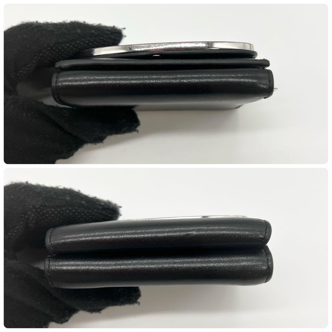 近年モデル✨DIESEL　三つ折り財布　Dロゴ　レザー　ブラック　コンパクト