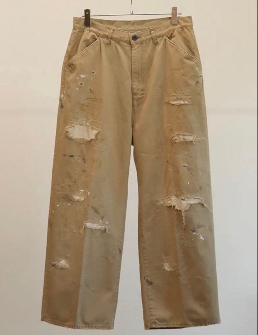 常田大希着用　ancellm リメイクワイドチノトラウザー　ダメージ