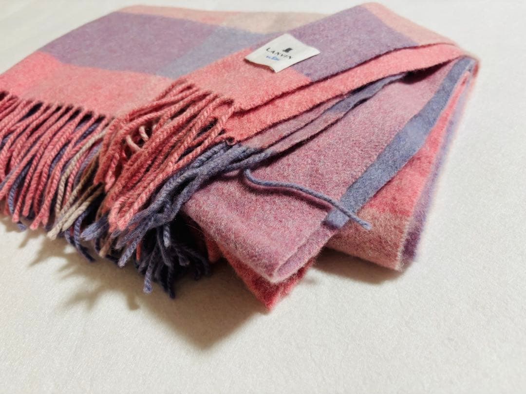 【極美品】ランバンオンブルー 大判 カシミヤ100 ストール マフラー