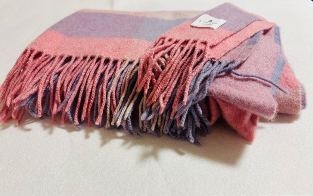 【極美品】ランバンオンブルー 大判 カシミヤ100 ストール マフラー