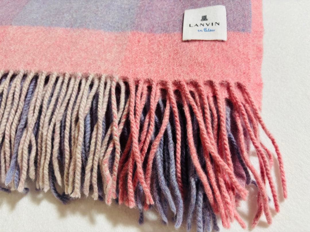 【極美品】ランバンオンブルー 大判 カシミヤ100 ストール マフラー