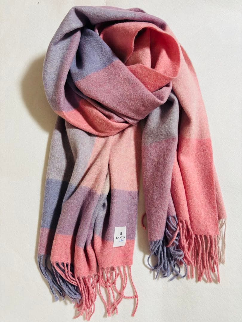 【極美品】ランバンオンブルー 大判 カシミヤ100 ストール マフラー