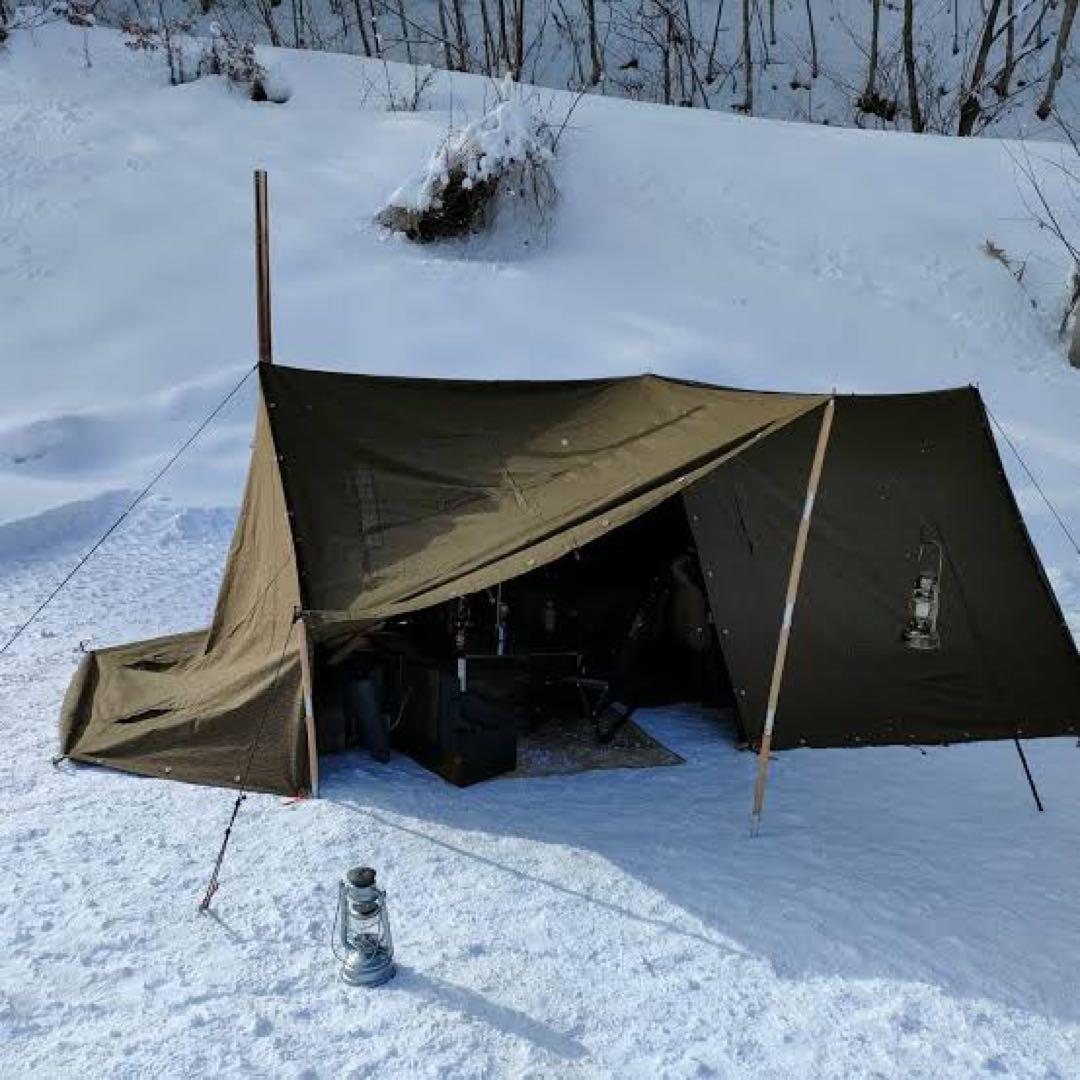 ふゆう　東ドイツ 軍幕 6枚連結 二股ポール2組