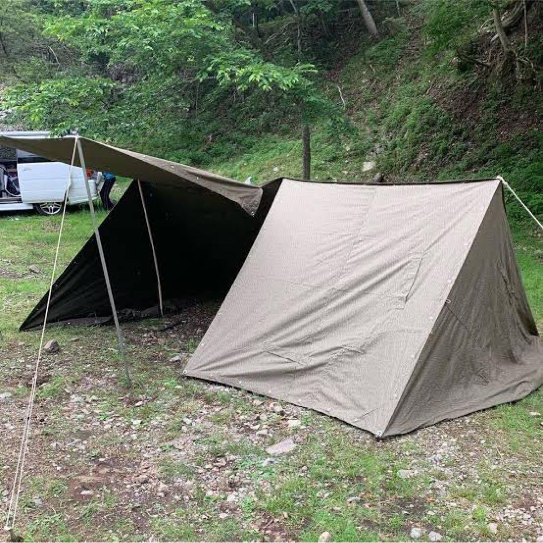 ふゆう　東ドイツ 軍幕 6枚連結 二股ポール2組