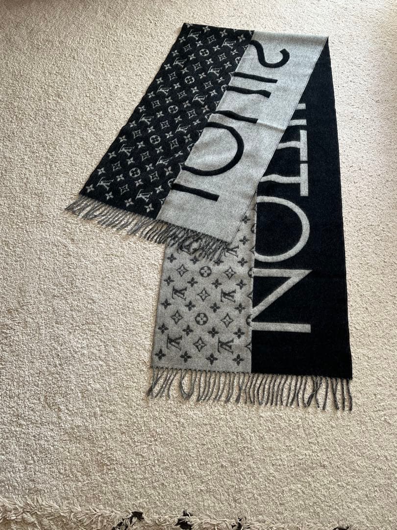 【美品】ルイヴィトン LVスプリット　カシミヤマフラーLOUIS VUITTON