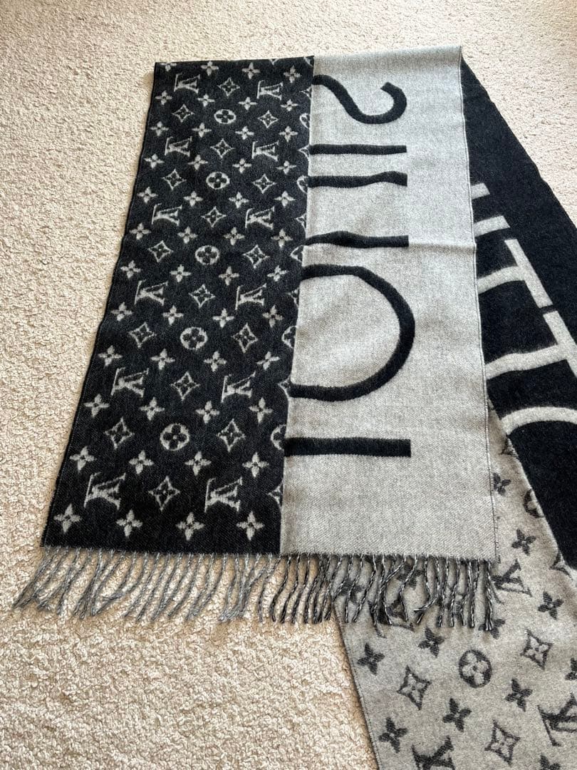 【美品】ルイヴィトン LVスプリット　カシミヤマフラーLOUIS VUITTON